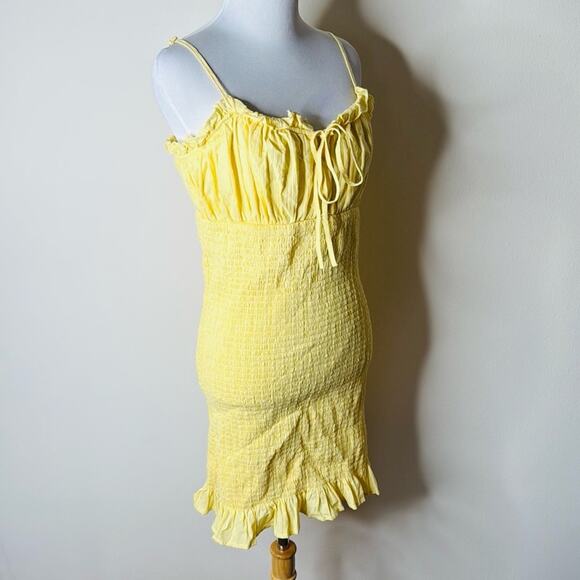 Revamped Yellow Smocked Ruffled Mini Sundress - Picture 3 of 7